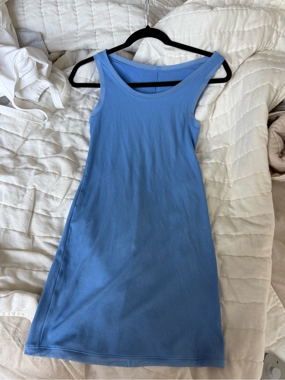 One-Shoulder Blue Ribbed Dress
